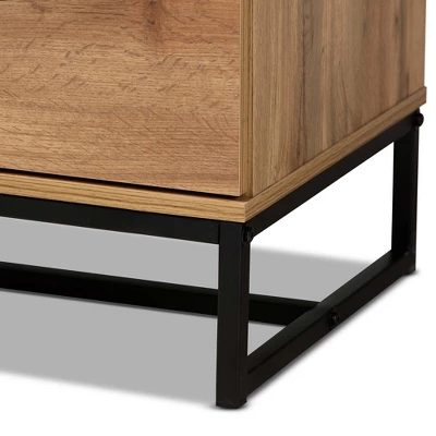 Franklin Wood And Metal 5 Drawer Bedroom Chest Oak/Black - Baxton Studio 5 Franklin Wood And Metal 5 Drawer Bedroom Chest Oak/Black - Baxton Studio - Image 5