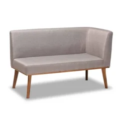 4pc Odessa Mid-Century Modern Fabric Upholstered Wood Dining Nook Set Walnut/Brown - Baxton Studio