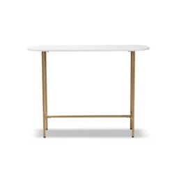 Samuel Metal Console Table With Faux Marble Tabletop Gold - Baxton Studio