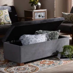 Roanoke Velvet Upholstered Grid Tufted Storage Ottoman Bench - Baxton Studio -Urban Dwell Gear Outlet Store GUEST 81b01a10 efb3 4101 96cc 42539e04b7cb