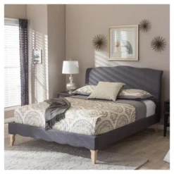 Queen Fannie French Classic Modern Style Polyester Fabric Platform Bed Dark Gray - Baxton Studio -Urban Dwell Gear Outlet Store GUEST 82070dc3 6389 4ce9 ba52 d5794d23d5c4