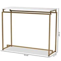 Renzo Metal Console Table With Faux Marble Tabletop White/Gold - Baxton Studio -Urban Dwell Gear Outlet Store GUEST 82f24000 ba25 4a50 942b 6c73c8f76619