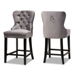 2pc Howell Modern Velvet Upholstered Wood Counter Height Barstool Set - Baxton Studio -Urban Dwell Gear Outlet Store GUEST 8439f50b 1ada 4b95 b104 8612838f92d5