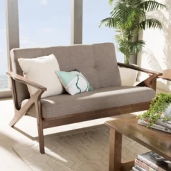 Bianca Mid-Modern Walnut Wood Fabric Tufted 2 Seater Loveseat Light Gray - Baxton Studio 14 Bianca Mid-Modern Walnut Wood Fabric Tufted 2 Seater Loveseat Light Gray - Baxton Studio -Urban Dwell Gear Outlet Store GUEST 85cd4c2e bd8f 4f11 b810 d8be563f27ac