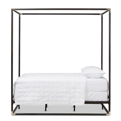 Queen Eva Vintage Industrial Finished Metal Canopy Bed Black - Baxton Studio 1 Queen Eva Vintage Industrial Finished Metal Canopy Bed Black - Baxton Studio