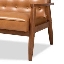 Sorrento Mid-Century Faux Leather Upholstered Wood Sofa Walnut/Brown - Baxton Studio -Urban Dwell Gear Outlet Store GUEST 884d9ad7 85eb 4387 a91e 1d66b61b913c