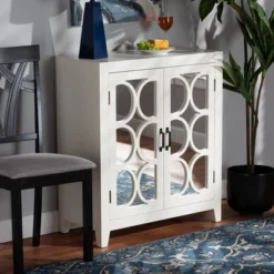 Garcelle Wood And Mirrored Glass 2 Door Sideboard White - Baxton Studio -Urban Dwell Gear Outlet Store GUEST 884f7635 8b31 404c 915b 15887b8efc40