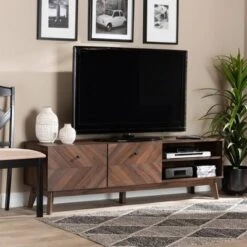 Hartman Wood TV Stand For TVs Up To 60" Walnut Brown - Baxton Studio -Urban Dwell Gear Outlet Store GUEST 897e8583 5339 476a 872a 905ad7e8575a