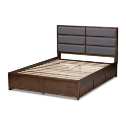 Macey Modern And Contemporary Fabric Upholstered Walnut Finished Storage Platform Bed Gray/Brown - Baxton Studio -Urban Dwell Gear Outlet Store GUEST 89a485b6 8522 4a9c a185 7254ead44409