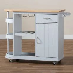 Donnie Wood Kitchen Storage Cart Light Gray/Natural - Baxton Studio 23 Donnie Wood Kitchen Storage Cart Light Gray/Natural - Baxton Studio -Urban Dwell Gear Outlet Store GUEST 89b2c3f3 38de 40f9 ba38 2f93a9292224