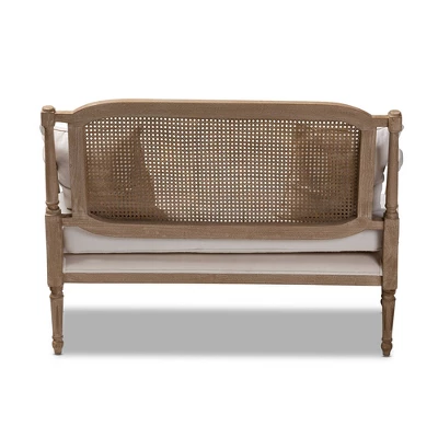 Clemence Upholstered Whitewashed Wood Sofa Loveseat Ivory/Oak - Baxton Studio 8 Clemence Upholstered Whitewashed Wood Sofa Loveseat Ivory/Oak - Baxton Studio - Image 8