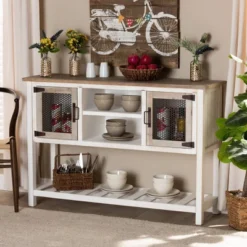Deacon And Wood 2 Door Dining Room Buffet White/Brown - Baxton Studio -Urban Dwell Gear Outlet Store GUEST 89c2170e cc3e 40c9 a682 b8ed722ce500