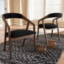 Set Of 2 Wendy Midcentury Modern Velvet And Walnut Wood Finishing Dining Chairs Dark Gray/ Brown - Baxton Studio -Urban Dwell Gear Outlet Store GUEST 8b54dc3f 77e6 415c 9a04 ecada8a3ea4b