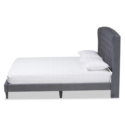 Joanna Velvet Fabric Upholstered And Wood Platform Bed - Baxton Studio 2 Joanna Velvet Fabric Upholstered And Wood Platform Bed - Baxton Studio - Image 2