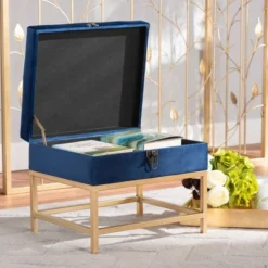 Aliana Fabric And Metal Ottoman Navy Blue/Gold - Baxton Studio 14 Aliana Fabric And Metal Ottoman Navy Blue/Gold - Baxton Studio -Urban Dwell Gear Outlet Store GUEST 8d567616 2793 49fc b09b 414b3e0fcaae