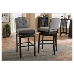 Set Of 2 Ginaro Modern And Contemporary Fabric Button Tufted Upholstered Swivel Barstools - Gray - Baxton Studio -Urban Dwell Gear Outlet Store GUEST 8da47b1b 941b 4fe9 ad45 242f04dda57b