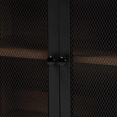 Yuna Natural Brown Wood And Metal 2 Door Storage Cabinet Natural Brown/Black - Baxton Studio 4 Yuna Natural Brown Wood And Metal 2 Door Storage Cabinet Natural Brown/Black - Baxton Studio - Image 4