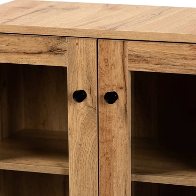 Mason Wood 2 Door Storage Cabinet With Glass Doors Oak Brown/Black - Baxton Studio 2 Mason Wood 2 Door Storage Cabinet With Glass Doors Oak Brown/Black - Baxton Studio - Image 2