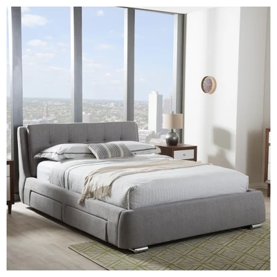 King Camile Modern And Contemporary Fabric Upholstered 4 Drawer Storage Platform Bed Gray - Baxton Studio 5 King Camile Modern And Contemporary Fabric Upholstered 4 Drawer Storage Platform Bed Gray - Baxton Studio - Image 5