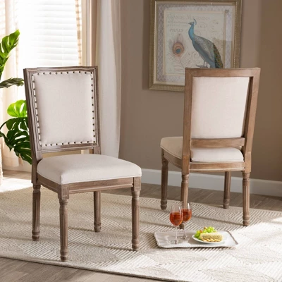 Set Of 2 Louane Fabric Upholstered And Wood Dining Chairs - Baxton Studio 2 Set Of 2 Louane Fabric Upholstered And Wood Dining Chairs - Baxton Studio - Image 2