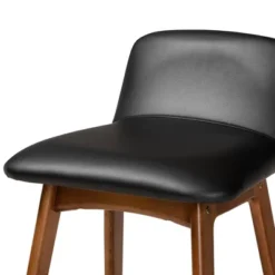 2pc Darrin Faux Leather And Wood Counter Height Barstools Black/Walnut/Brown - Baxton Studio -Urban Dwell Gear Outlet Store GUEST 8fb41e6a 6800 4b31 95a0 7183a2879d33