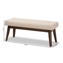 Elia Mid Century Modern Walnut Wood Fabric Button Tufted Bench - Baxton Studio -Urban Dwell Gear Outlet Store GUEST 8fb445ab f91c 4234 93f4 d9fa26c6101a