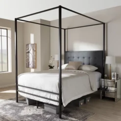 Queen Eleanor Vintage Industrial Finished Metal Canopy Bed Black - Baxton Studio -Urban Dwell Gear Outlet Store GUEST 903decbf d528 4ad9 b8e8 ed383609a9a9