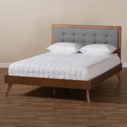 Ines Walnut Finished Wood Platform Bed - Baxton Studio -Urban Dwell Gear Outlet Store GUEST 9063c6d6 311a 43d3 bf2f 6421a4e2f9ae