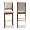 2pc Gideon Fabric Upholstered And Wood Barstool Set Gray/Walnut Brown - Baxton Studio