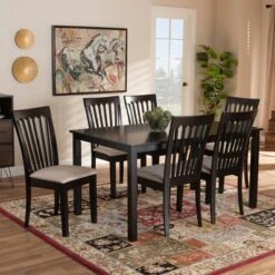 7pc Minette Fabric Upholstered Espresso Wood Dining Set Sand/Dark Brown - Baxton Studio 9 7pc Minette Fabric Upholstered Espresso Wood Dining Set Sand/Dark Brown - Baxton Studio -Urban Dwell Gear Outlet Store GUEST 90893402 9b79 4475 b182 a882b3b1ea18