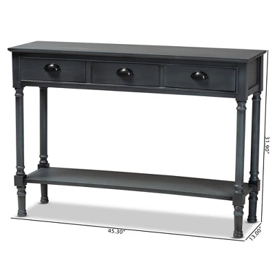 Garvey Wood 3 Drawer Entryway Console Table - Baxton Studio 8 Garvey Wood 3 Drawer Entryway Console Table - Baxton Studio - Image 8