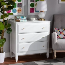 3 Drawer Naomi Wood Bedroom Chest White/Gold - Baxton Studio -Urban Dwell Gear Outlet Store GUEST 9266e78a ca7f 4f6b 84b1 6147486e5c09
