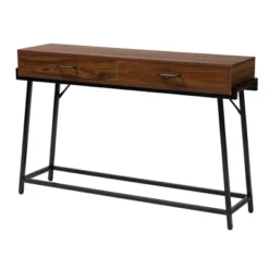 Eivor Wood And Metal 2 Drawer Console Table Walnut Brown/Black - Baxton Studio
