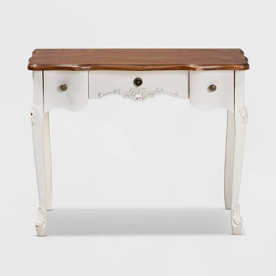 Sophie Small 3 Drawer Wood Console Table White/Brown - Baxton Studio 2 Sophie Small 3 Drawer Wood Console Table White/Brown - Baxton Studio - Image 2