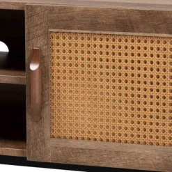 Veanna Bohemian Natural Wood And Metal 2 Door Synthetic Rattan TV Stand For TVs Up To 40" Brown/Black - Baxton Studio 12 Veanna Bohemian Natural Wood And Metal 2 Door Synthetic Rattan TV Stand For TVs Up To 40" Brown/Black - Baxton Studio -Urban Dwell Gear Outlet Store GUEST 95120bf1 3c41 48cd 8540 f92799ebc80a