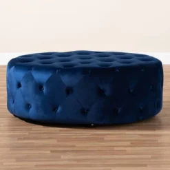 Cardiff Velvet Fabric Upholstered Button Tufted Cocktail Ottoman Blue - Baxton Studio -Urban Dwell Gear Outlet Store GUEST 955e5a46 18fd 4fab 84fc 5f17d176fa7e