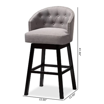 Set Of 2 Theron Swivel Barstools - Baxton Studio 2 Set Of 2 Theron Swivel Barstools - Baxton Studio - Image 2