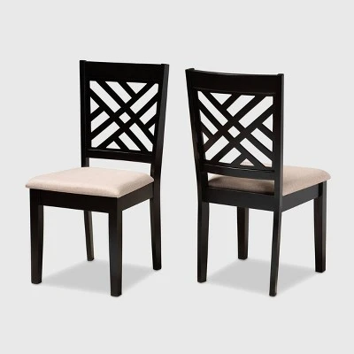 2pc Caron Upholstered Wood Dining Chair Set - Baxton Studio 7 2pc Caron Upholstered Wood Dining Chair Set - Baxton Studio - Image 7