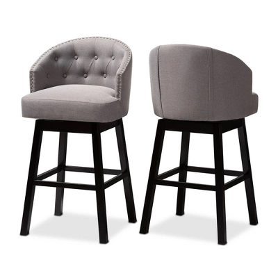Set Of 2 Theron Swivel Barstools - Baxton Studio 7 Set Of 2 Theron Swivel Barstools - Baxton Studio - Image 7
