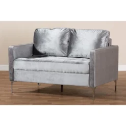 Baxton Studio Clara Velvet Fabric Upholstered 2 Seater Loveseat Gray - BaxtonStudio -Urban Dwell Gear Outlet Store GUEST 981103ea 6f6c 410d 8970 3b0e9fcabfc2