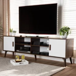 Quinn 2 Door Wood TV Stand For TVs Up To 75" Walnut/White - Baxton Studio 13 Quinn 2 Door Wood TV Stand For TVs Up To 75" Walnut/White - Baxton Studio -Urban Dwell Gear Outlet Store GUEST 98157b29 079f 4d1e 8863 b68be9ebfd03