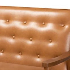 Sorrento Mid-Century Faux Leather Upholstered Wood Sofa Walnut/Brown - Baxton Studio -Urban Dwell Gear Outlet Store GUEST 98773896 c10e 4aa4 85cd bb996fba66df