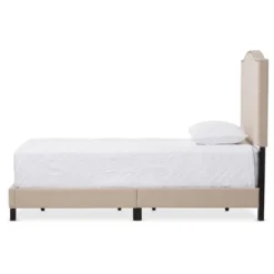 Twin Benjamin Modern And Contemporary Linen Upholstered Arched Platform Bed With Nailhead - Baxton Studio