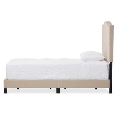 Twin Benjamin Modern And Contemporary Linen Upholstered Arched Platform Bed With Nailhead - Baxton Studio 1 Twin Benjamin Modern And Contemporary Linen Upholstered Arched Platform Bed With Nailhead - Baxton Studio
