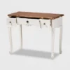 Sophie Small 3 Drawer Wood Console Table White/Brown - Baxton Studio