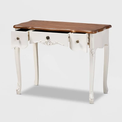 Sophie Small 3 Drawer Wood Console Table White/Brown - Baxton Studio 1 Sophie Small 3 Drawer Wood Console Table White/Brown - Baxton Studio