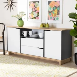 Reed 2 Door Wood Dining Room Sideboard Oak/Gray - Baxton Studio -Urban Dwell Gear Outlet Store GUEST 99ce0dad ad85 4307 870c ccf6e98625b8