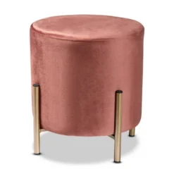 Thurman Velvet Metal Ottoman - Baxton Studio -Urban Dwell Gear Outlet Store GUEST 9b613c27 ea4b 4174 98db 5102e83e07e3