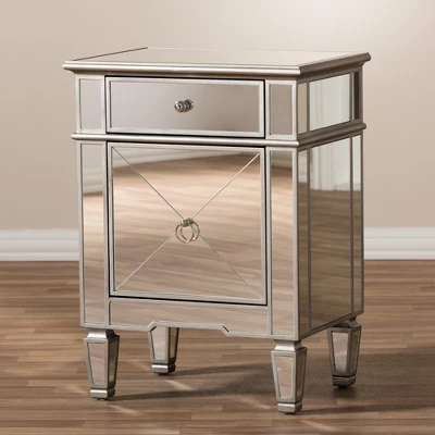 Claudia Hollywood Regency Glamour Style Mirrored Nightstand - Baxton Studio 5 Claudia Hollywood Regency Glamour Style Mirrored Nightstand - Baxton Studio - Image 5