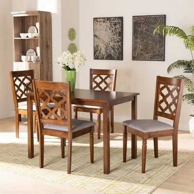 5pc Ramiro Wood Dining Set Gray/Walnut/Brown - Baxton Studio 6 5pc Ramiro Wood Dining Set Gray/Walnut/Brown - Baxton Studio - Image 6